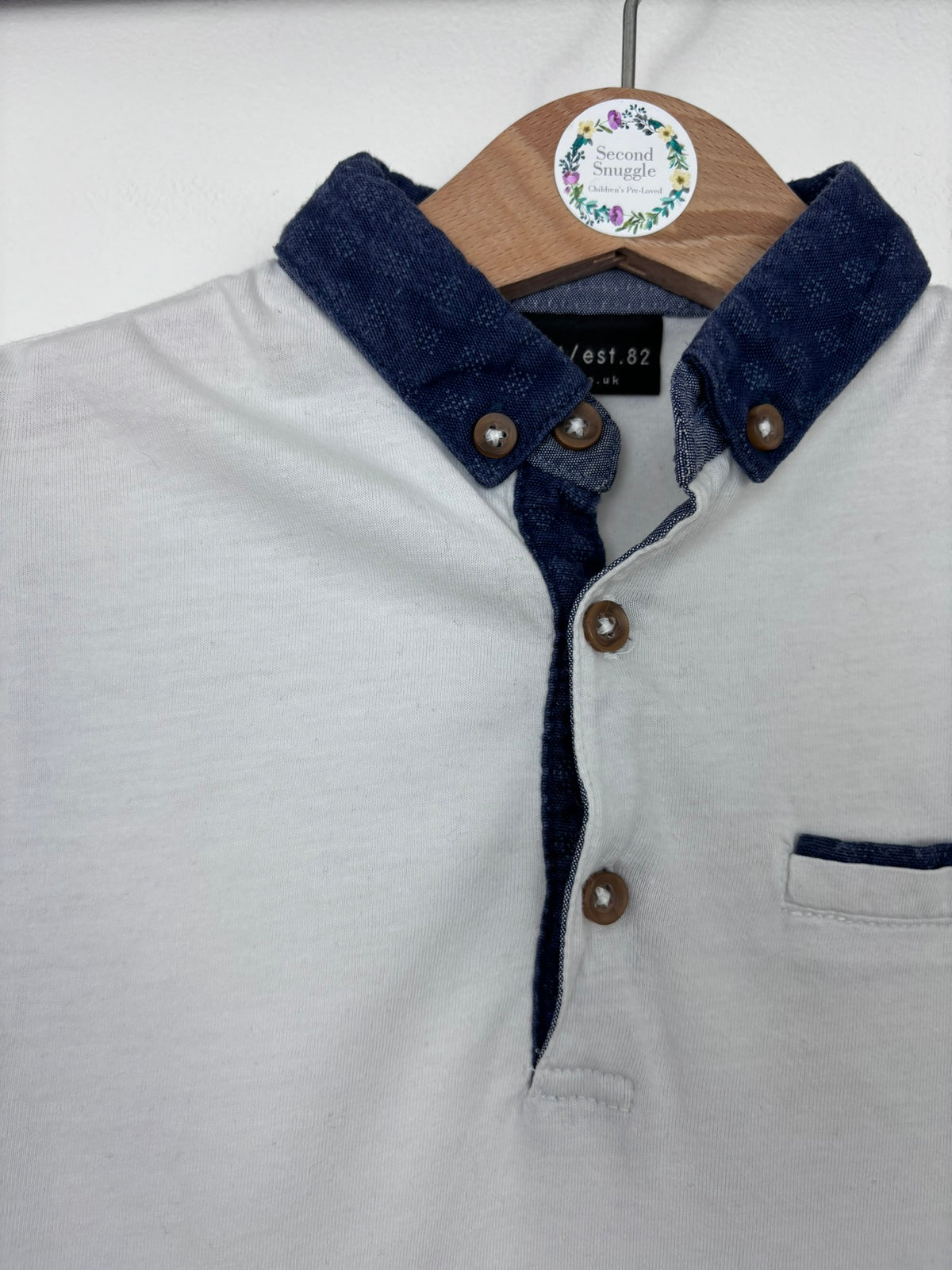 Next White Navy Collar Polo Shirt 4 Years-Tops-Second Snuggle Preloved