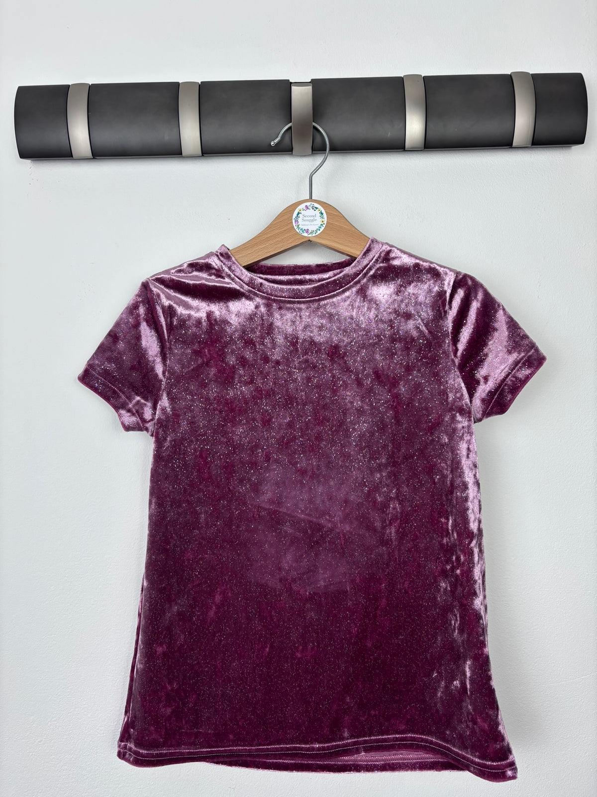 Next Purple Velvet Short Sleeve Top 6 Years-Tops-Second Snuggle Preloved