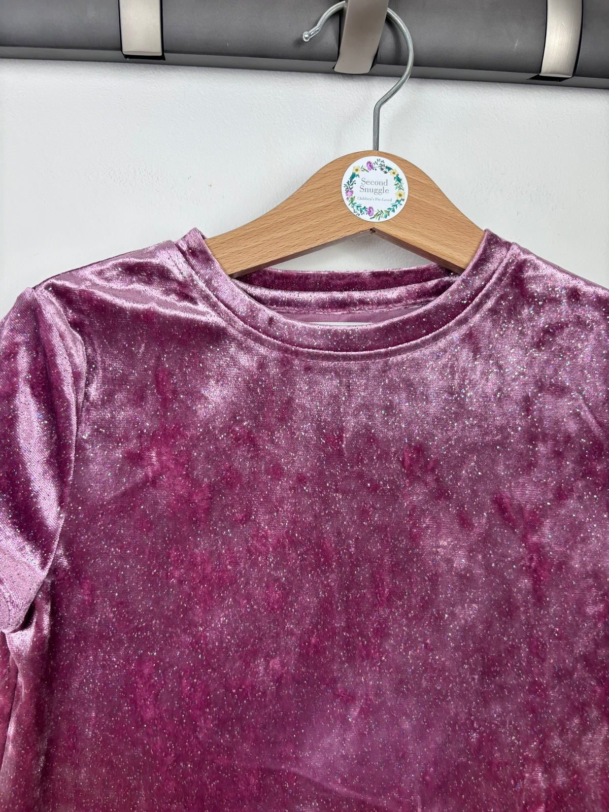 Next Purple Velvet Short Sleeve Top 6 Years-Tops-Second Snuggle Preloved