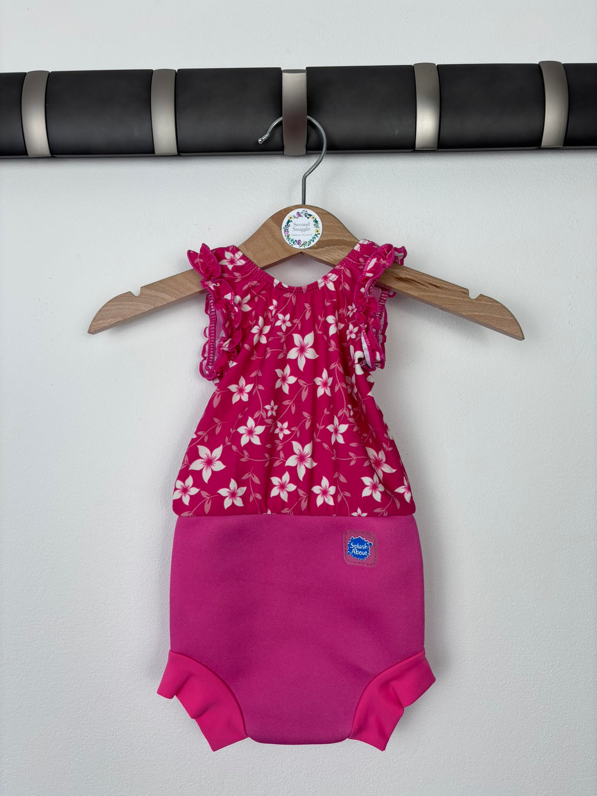 Splash About Pink Floral Happy Nappy Swimsuit 0-3 Months-Swimming-Second Snuggle Preloved