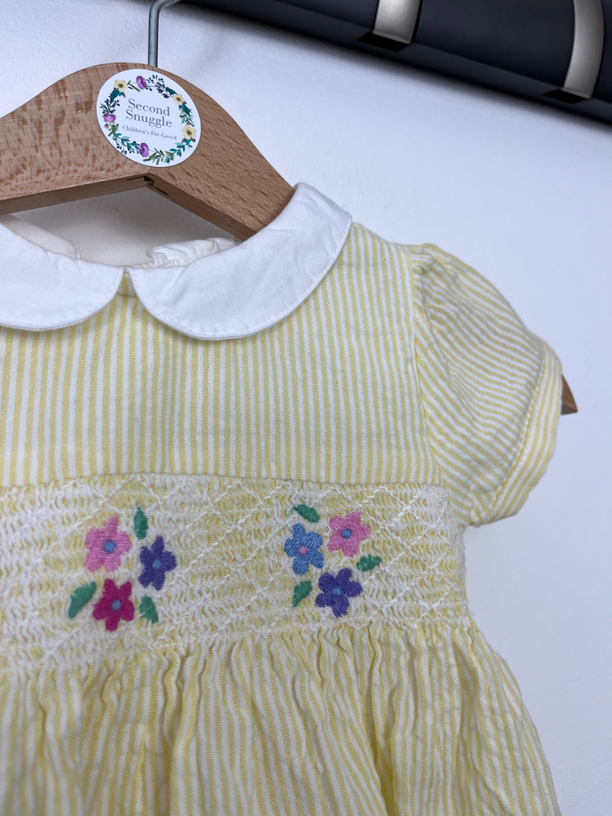 JoJo Maman Bebe Yellow Floral Collared Dress 3-6 Months-Dresses-Second Snuggle Preloved