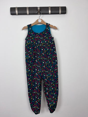Frugi Reversible Floral/ Blue Dungarees 3-4 Years-Dungarees-Second Snuggle Preloved