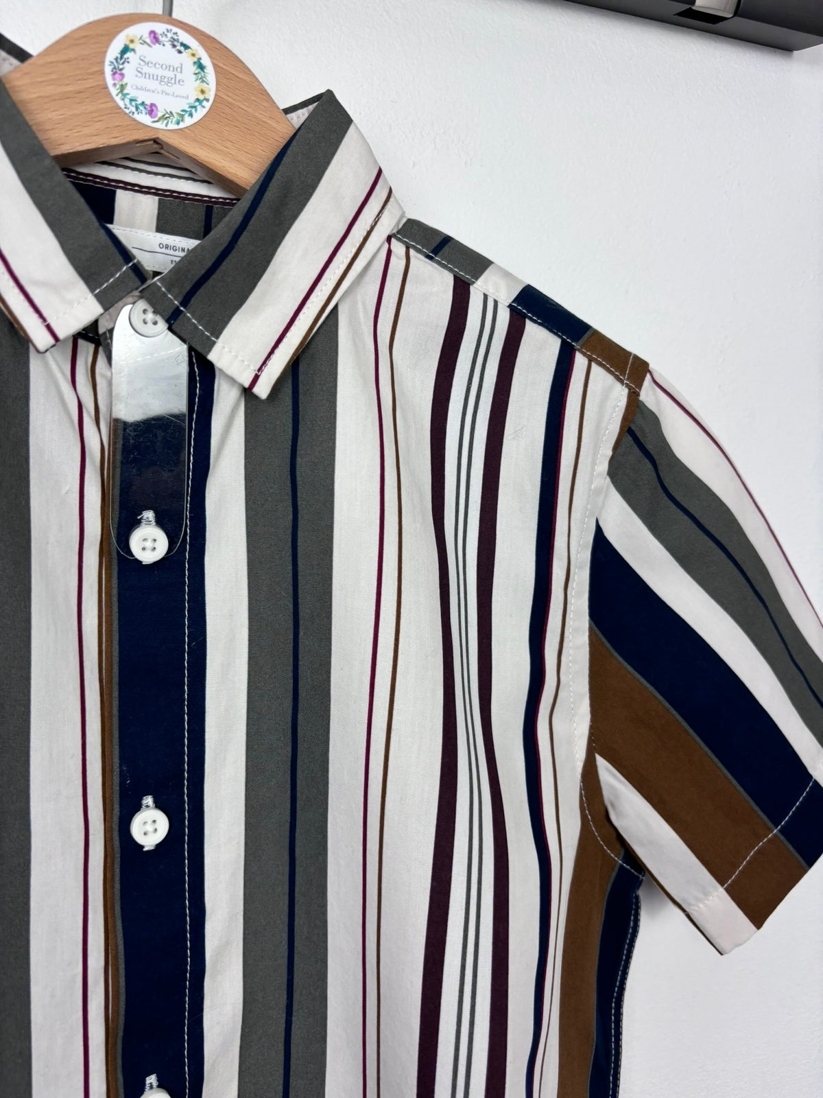 Next Multi Stripe Short Sleeve Shirt 8 Years-Shirts-Second Snuggle Preloved