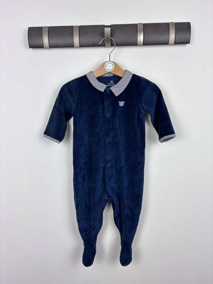 Next Navy Velour Sleepsuit 3-6 Months-Sleepsuits-Second Snuggle Preloved
