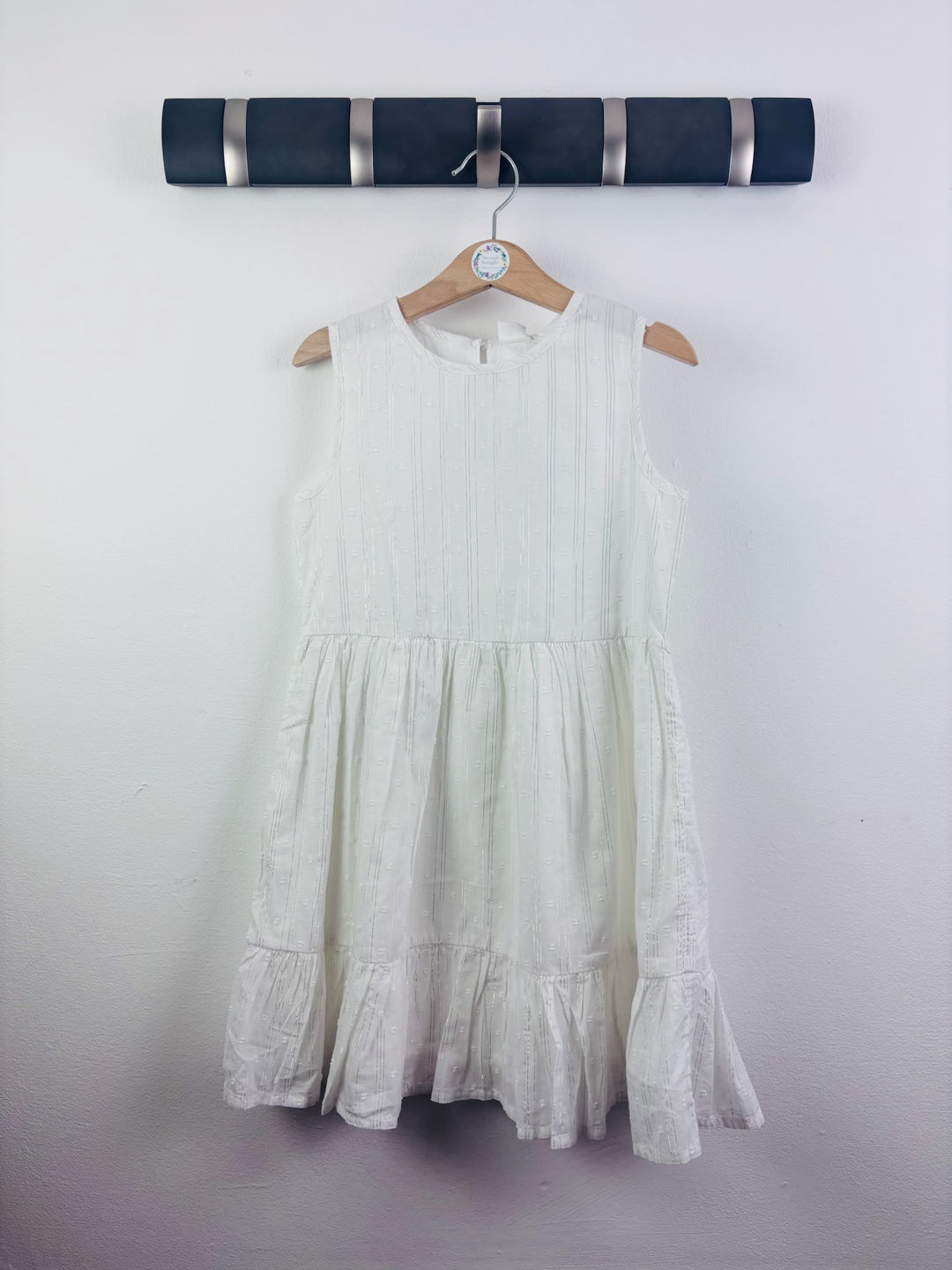 Next White Textured Tiered Dress 6 Years