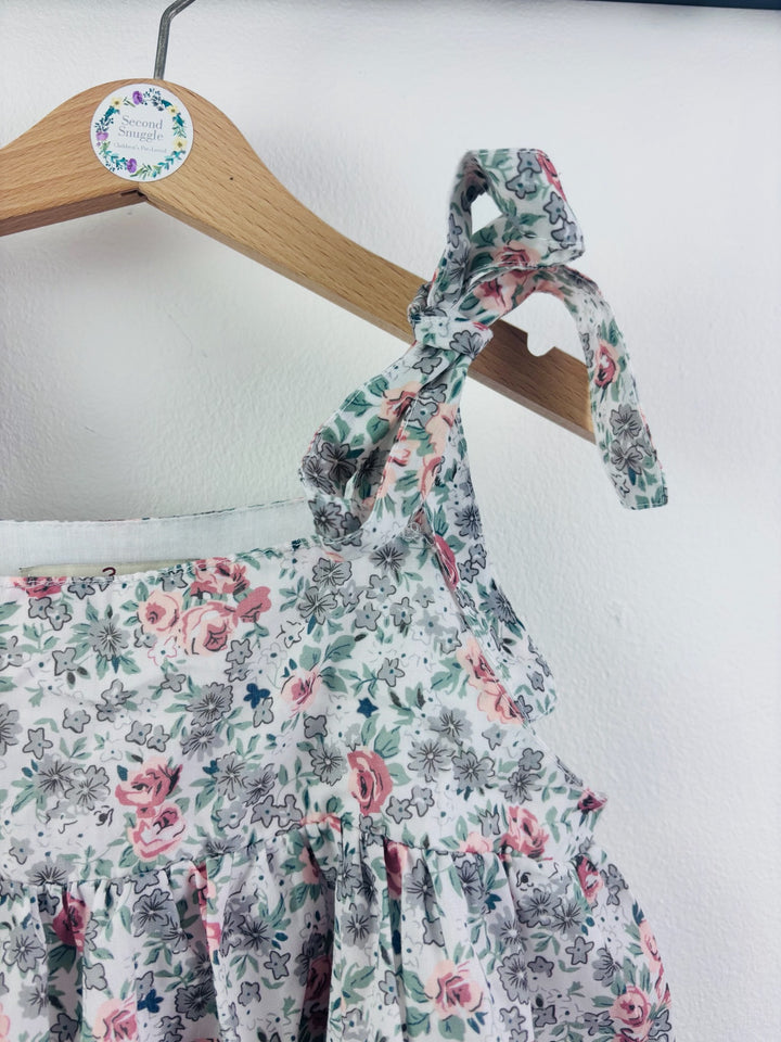 Dolly Wears White Pink Floral Tie Strap Dress 6-7 Years