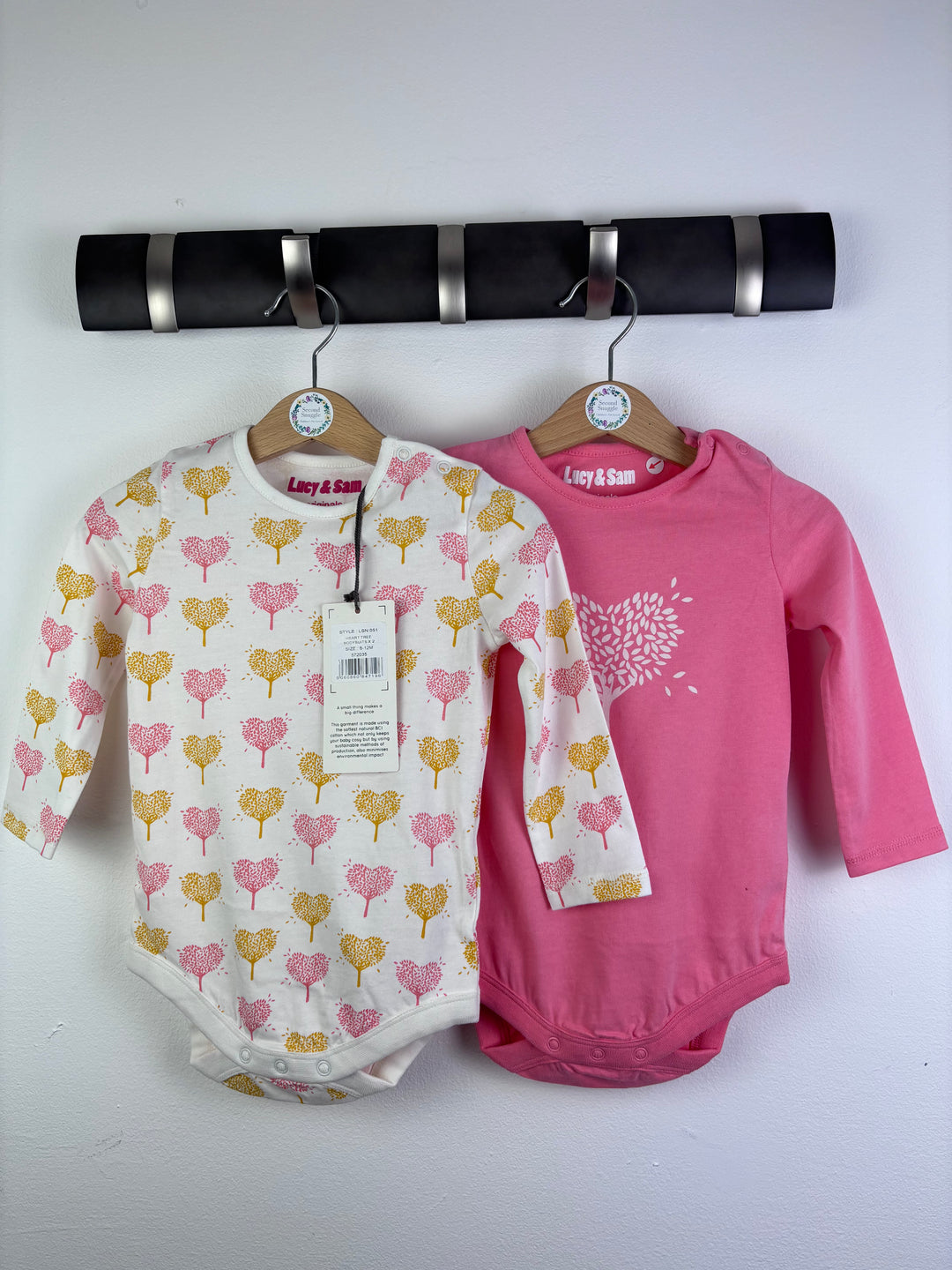 Lucy & Sam Pink & Tree Print Bodysuit Set 6-12 Months-Vests-Second Snuggle Preloved