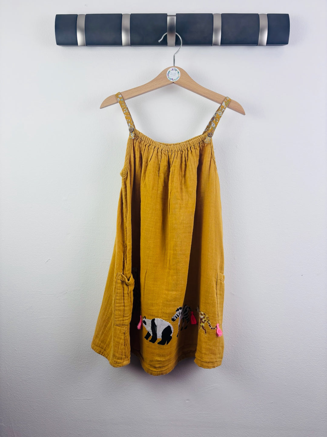 Next Mustard Animal Appliqué Dress 5-6 Years