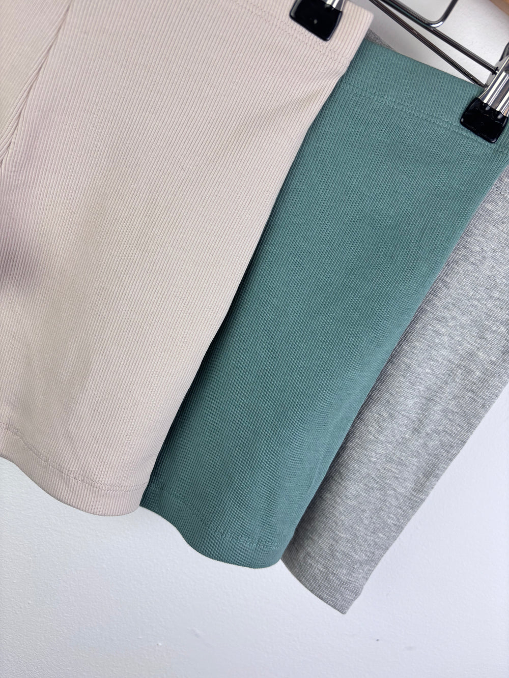 M&S Beige Green Grey Cycling Shorts Ribbed Cotton Set 4-5 Years-Shorts-Second Snuggle Preloved