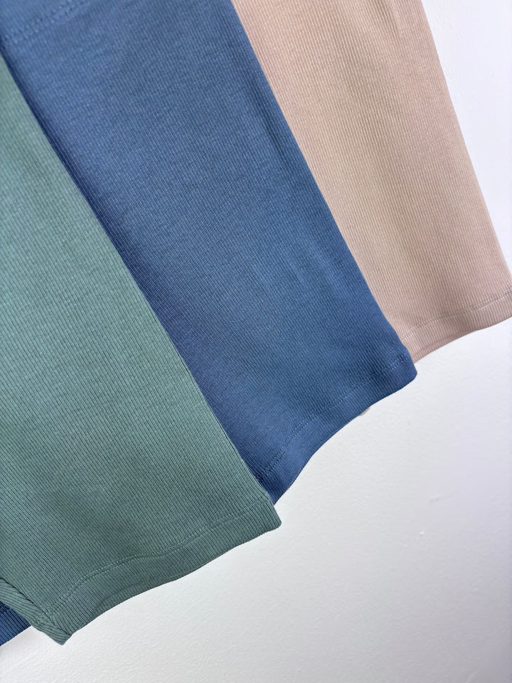 M&S Green Blue Pink Cycling Shorts Ribbed Cotton Set 3-4 Years-Shorts-Second Snuggle Preloved