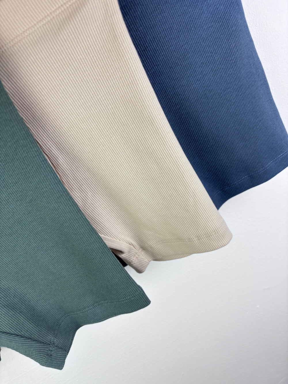 M&S Green Cream Blue Cycling Shorts Ribbed Cotton Set 2-3 Years-Shorts-Second Snuggle Preloved