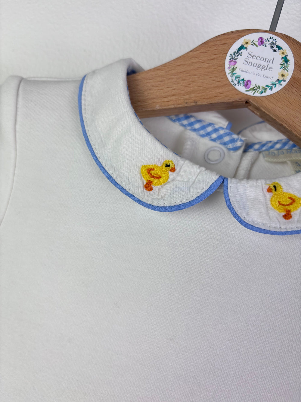 JoJo Maman Bébé Cream Duck/ Boat Collar Bodysuits 3-6 Months-Vests-Second Snuggle Preloved