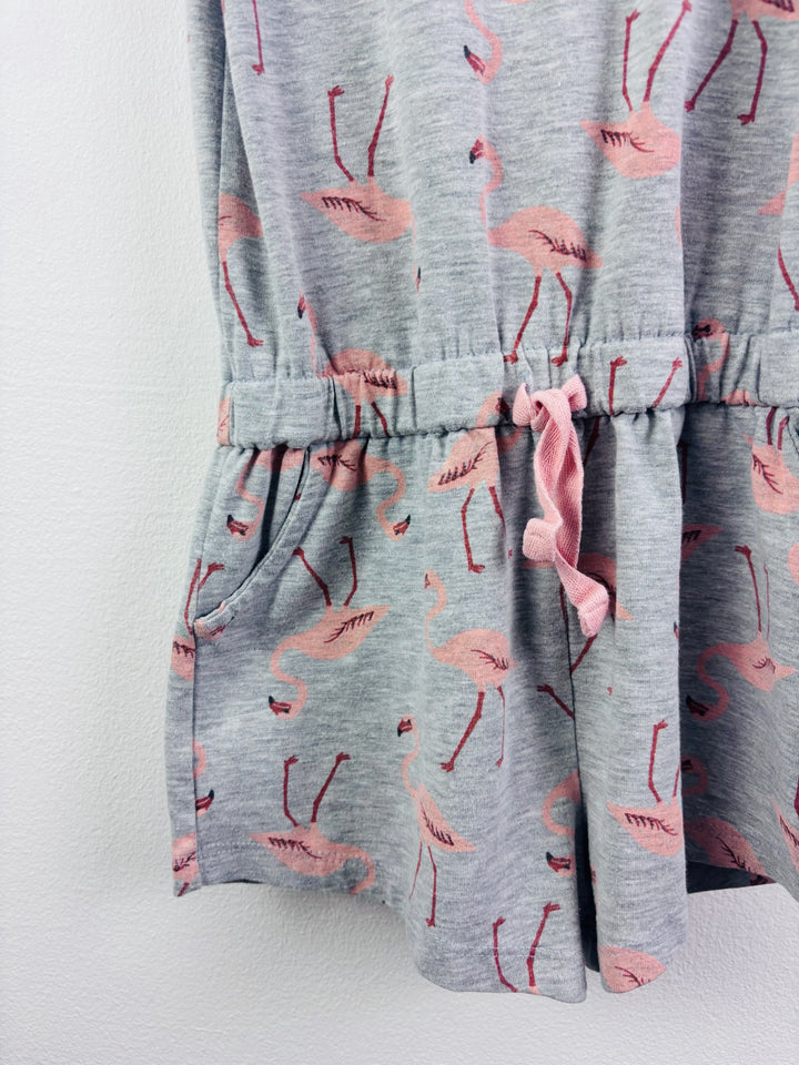 John Lewis Grey Pink Flamingo Playsuit 4 Years