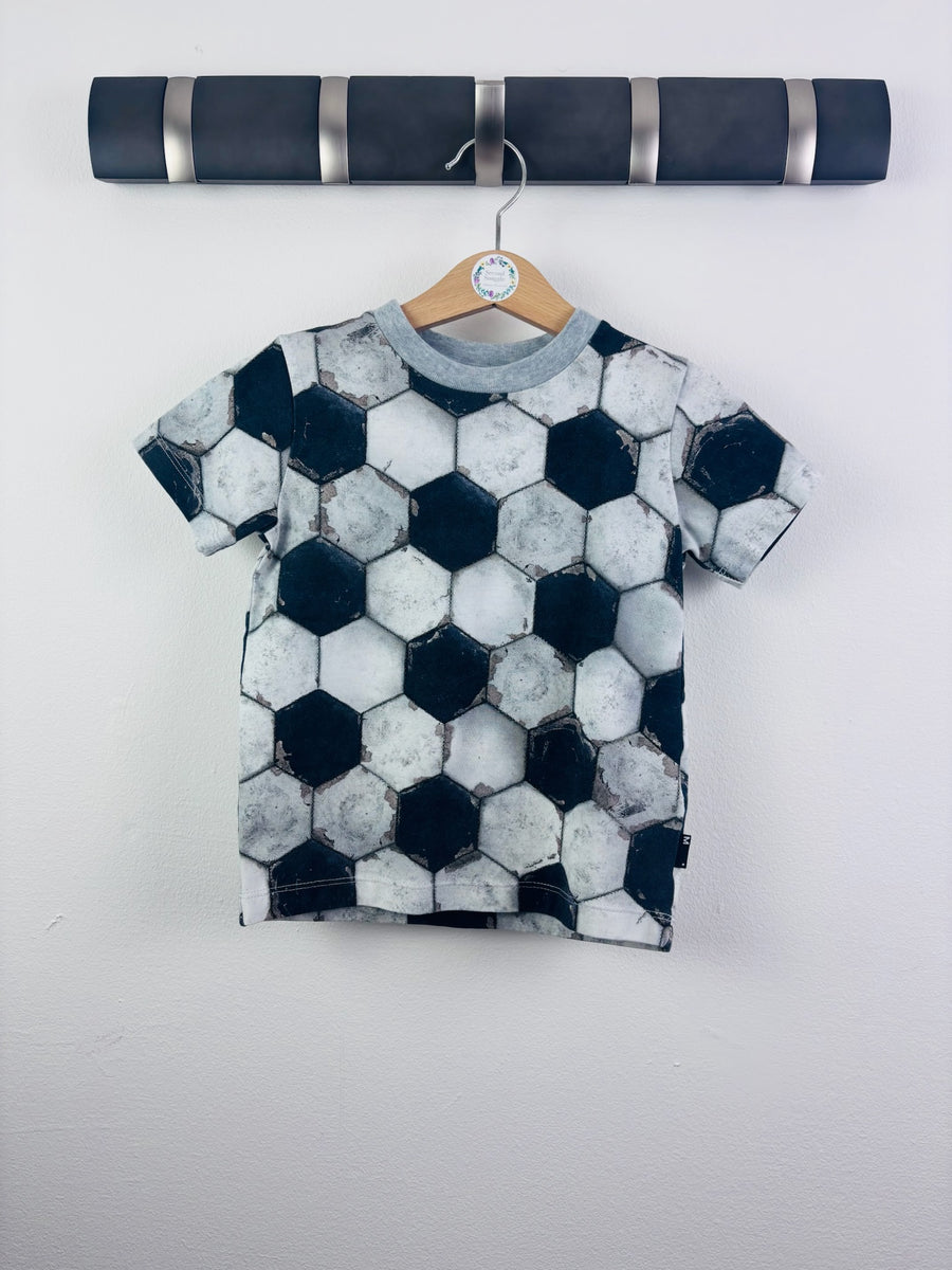 Molo Black White Football Print T-Shirt 18-24 Months 92-Tops-Second Snuggle Preloved