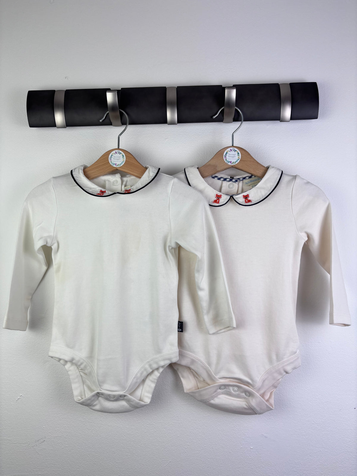 JoJo Maman Bébé Cream Fox Collar Bodysuit 6-12 Months-Vests-Second Snuggle Preloved