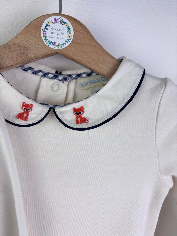 JoJo Maman Bébé Cream Fox Collar Bodysuit 6-12 Months-Vests-Second Snuggle Preloved