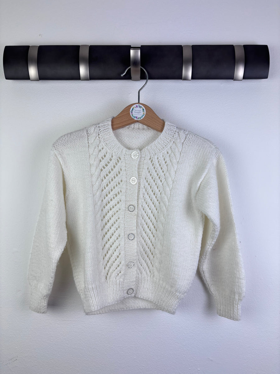 Handmade Cream Knitted Cardigan Classic Fit 6-12 Months-Cardigans-Second Snuggle Preloved