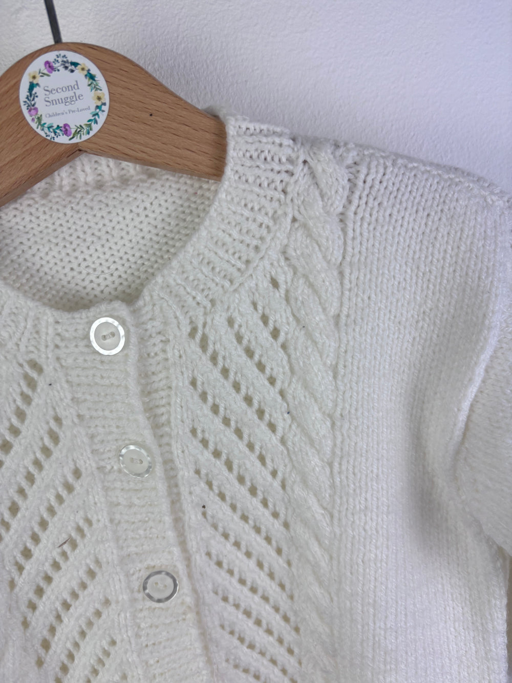 Handmade Cream Knitted Cardigan Classic Fit 6-12 Months-Cardigans-Second Snuggle Preloved