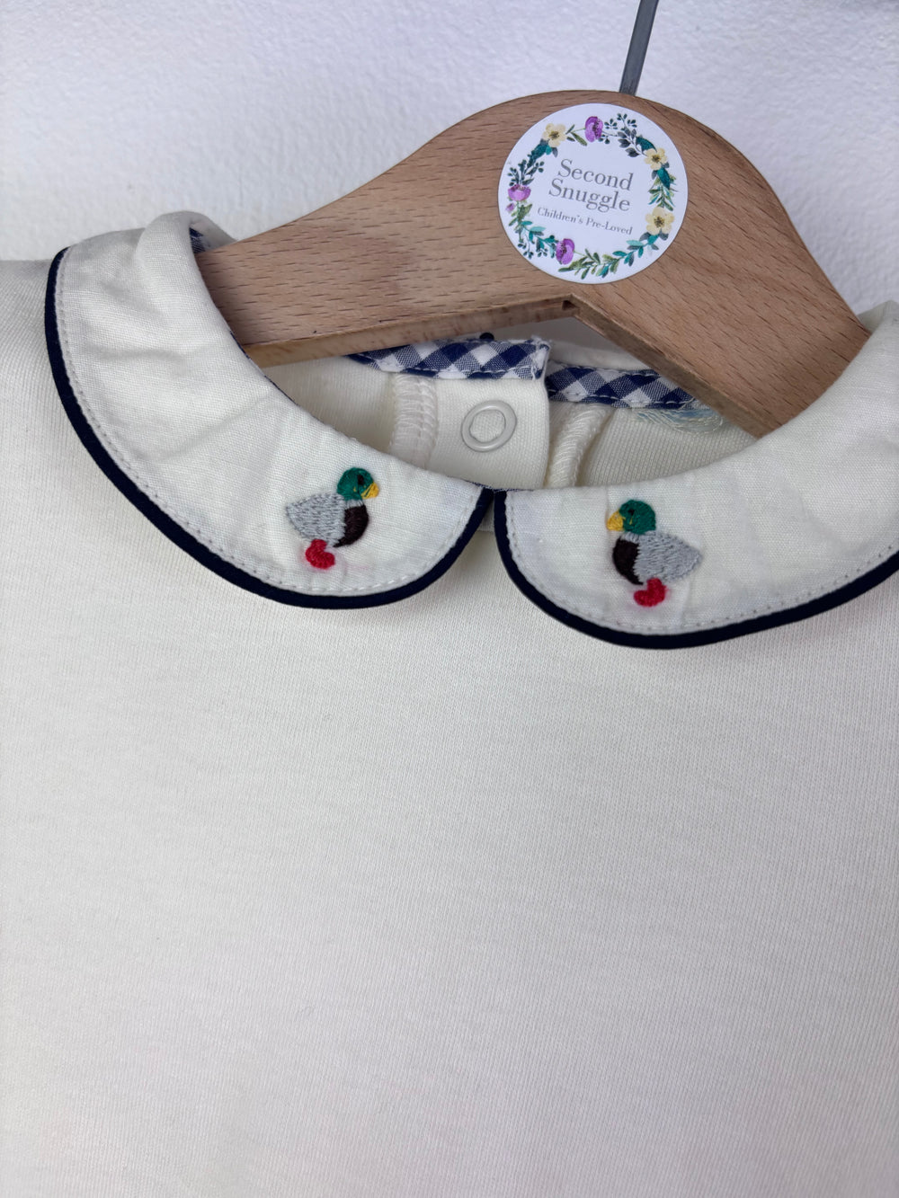 JoJo Maman Bébé Cream Duck Collar Bodysuit 0-3 Months-Vests-Second Snuggle Preloved