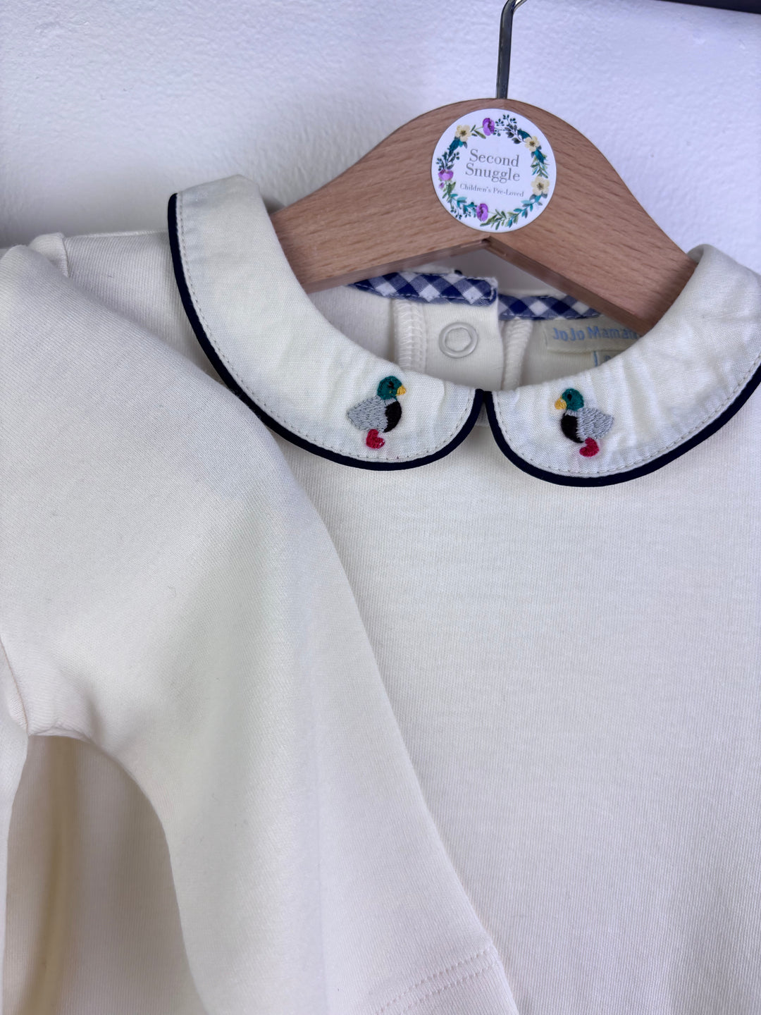 JoJo Maman Bébé Cream Duck Collar Bodysuits 0-3 Months-Vests-Second Snuggle Preloved