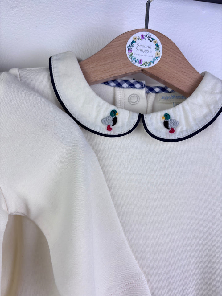 JoJo Maman Bébé Cream Duck Collar Bodysuits 0-3 Months-Vests-Second Snuggle Preloved