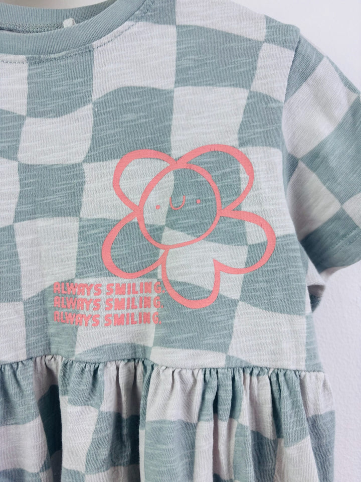 Next Blue White Checkerboard Jersey Dress 4-5 Years
