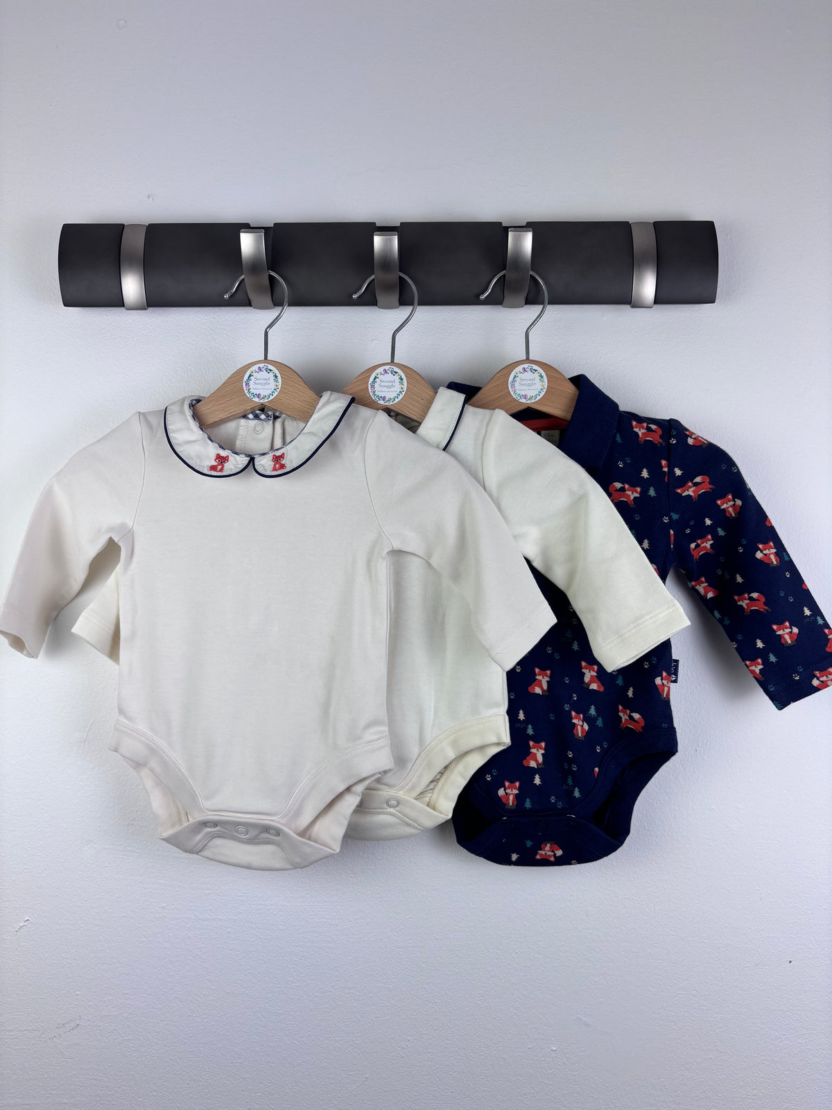 JoJo Maman Bébé Cream Fox Vest Set 3 Pack 0-3 Months-Vests-Second Snuggle Preloved