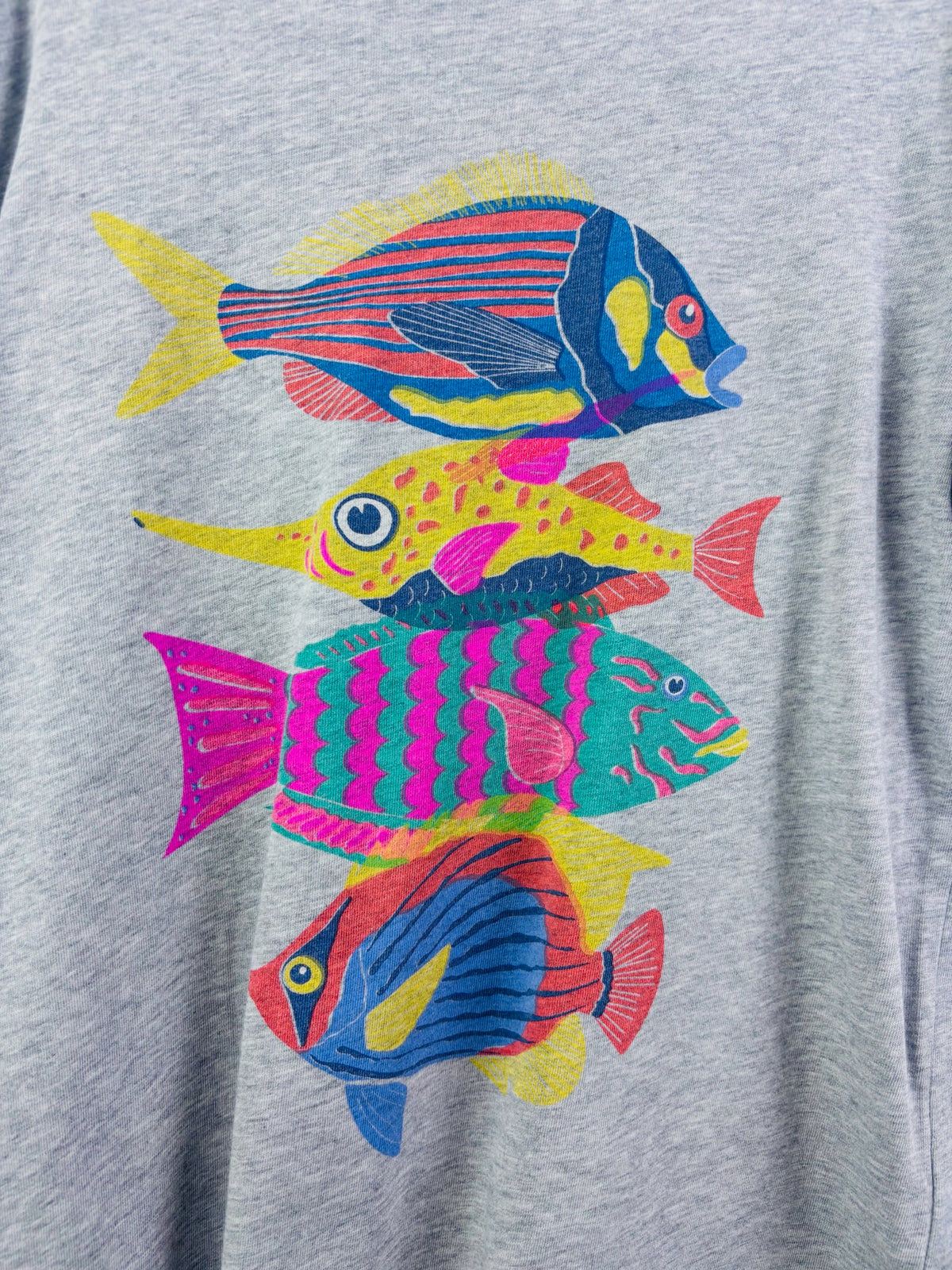 Boden Grey Colourful Fish T-Shirt 9-10 Years-Tops-Second Snuggle Preloved