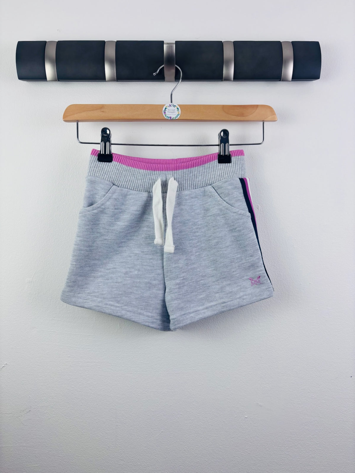 Crew Clothing Grey Jersey Shorts Pink Trim 5-6 Years-Shorts-Second Snuggle Preloved