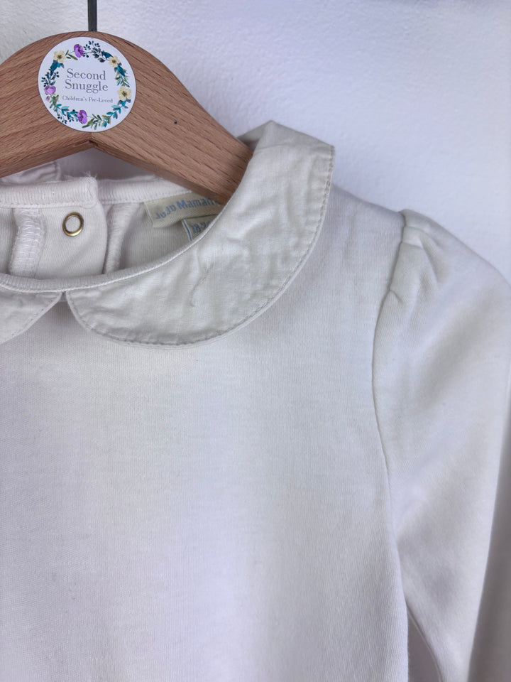 JoJo Maman Bébé Cream Bodysuit Set Floral Collar 18-24 Months-Vests-Second Snuggle Preloved