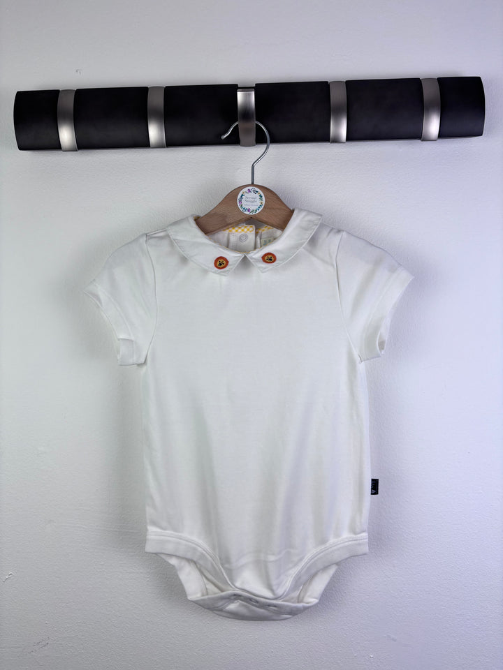 JoJo Maman Bébé Cream Bodysuit Lion Collar Short Sleeve 18-24 Months-Vests-Second Snuggle Preloved