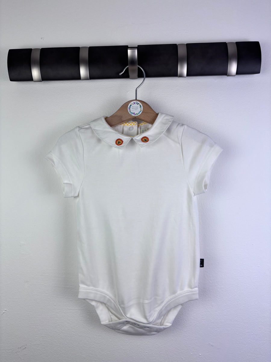 JoJo Maman Bébé Cream Bodysuit Lion Collar Short Sleeve 18-24 Months-Vests-Second Snuggle Preloved