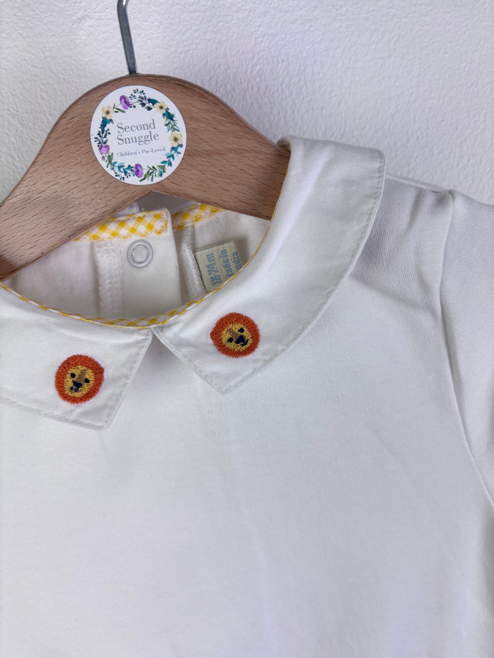 JoJo Maman Bébé Cream Bodysuit Lion Collar Short Sleeve 18-24 Months-Vests-Second Snuggle Preloved