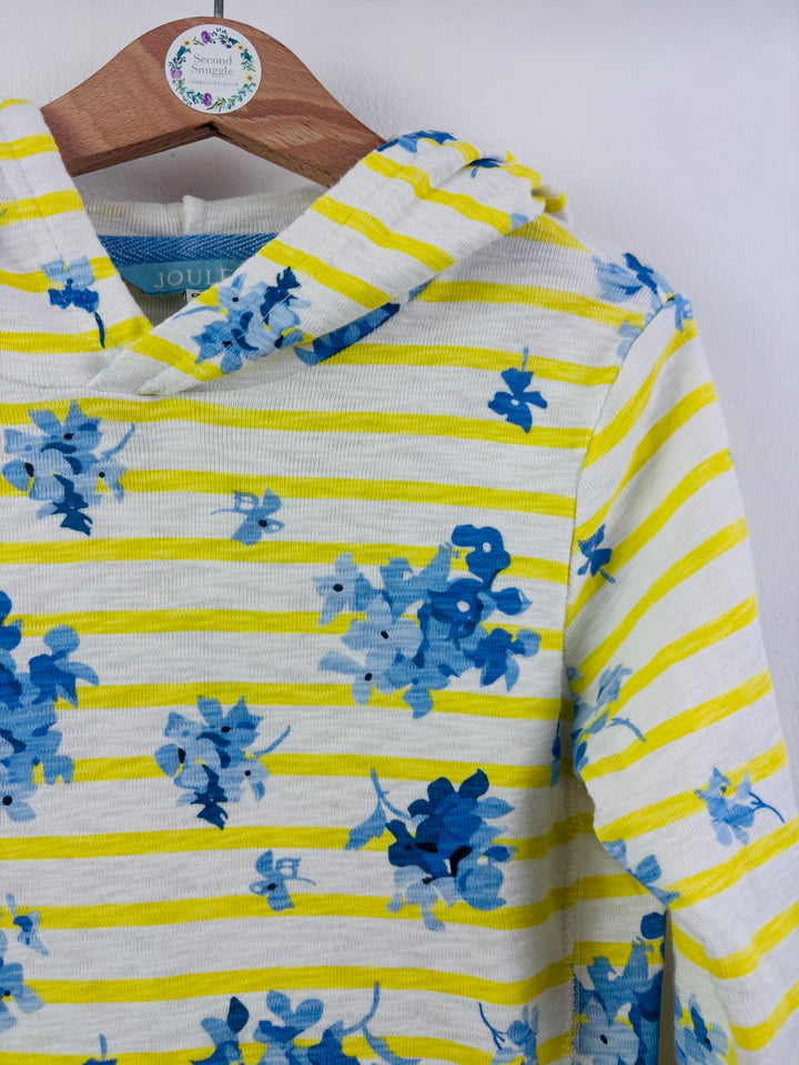 Joules Yellow Stripe Blue Floral Hoodie 4-5 Years