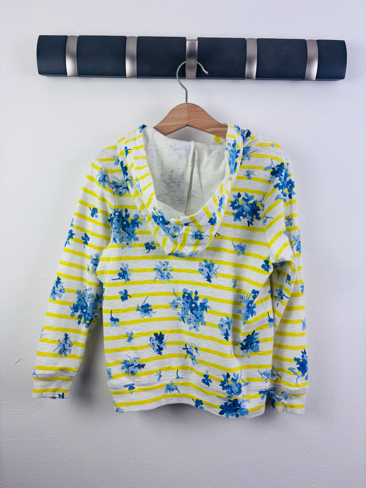Joules Yellow Stripe Blue Floral Hoodie 4-5 Years