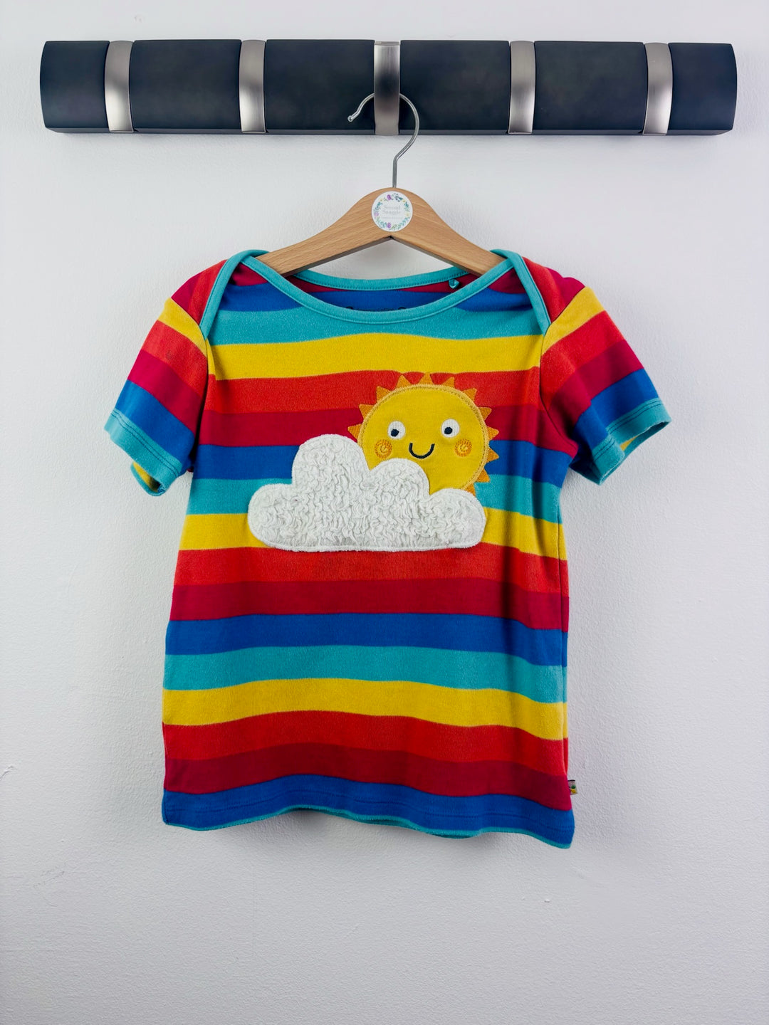 Frugi Rainbow Stripe Sun Appliqué T-Shirt 4-5 Years