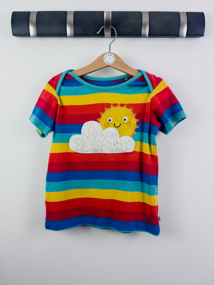 Frugi Rainbow Stripe Sun Appliqué T-Shirt 4-5 Years
