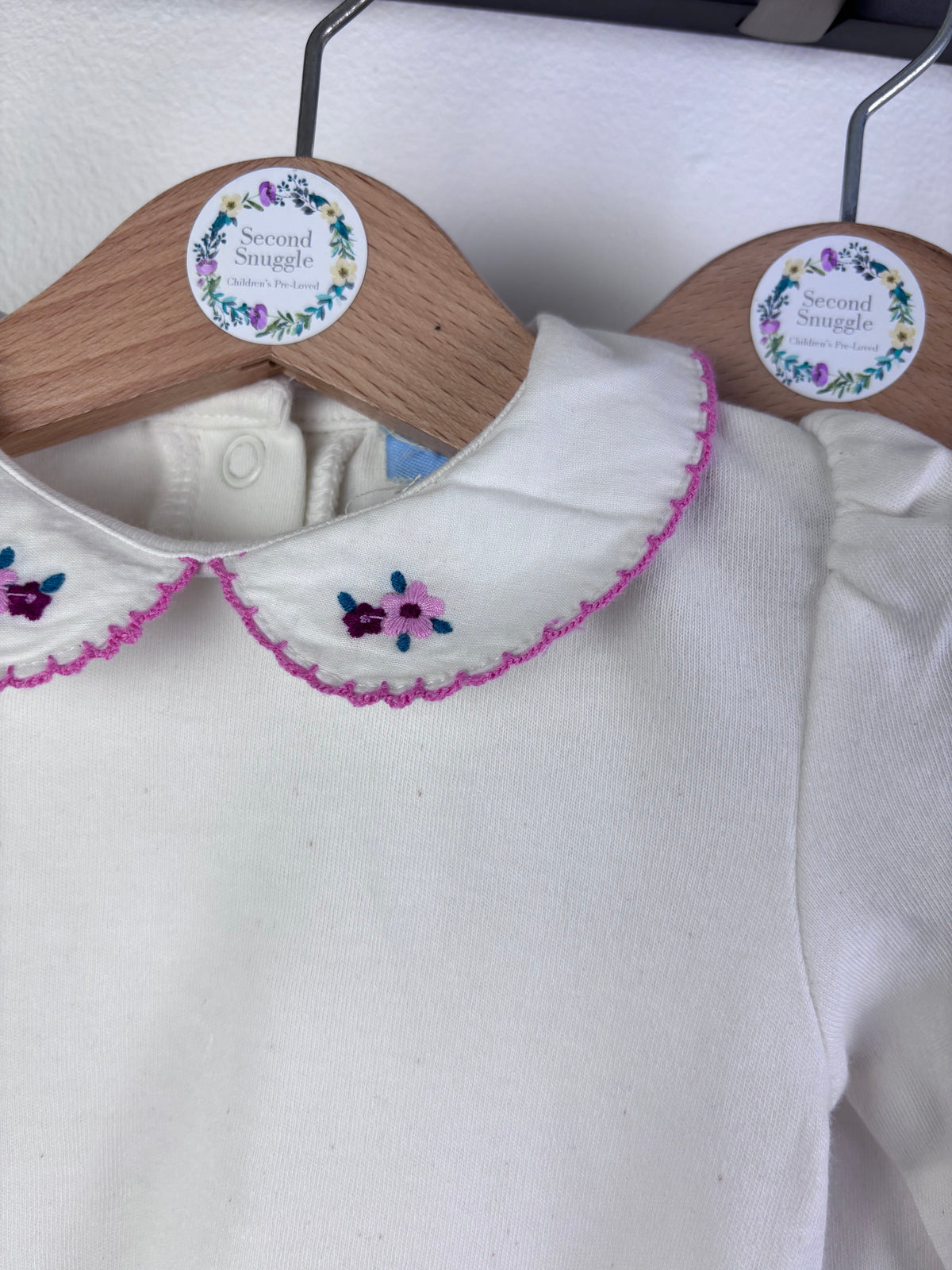 JoJo Maman Bébé Cream Bodysuit Set Floral Mouse Print Long Sleeve 0-3 Months-Vests-Second Snuggle Preloved