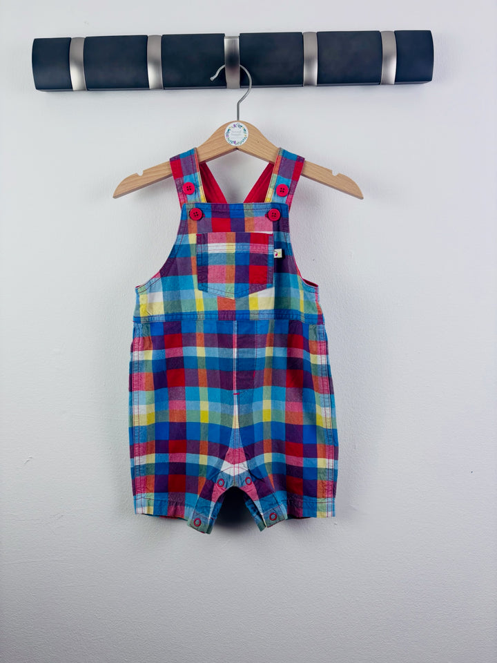 Frugi Multicolour Check Short Dungaree Romper 3-6 Months