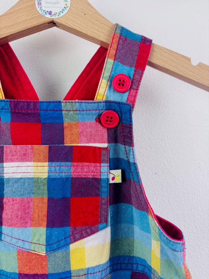 Frugi Multicolour Check Short Dungaree Romper 3-6 Months