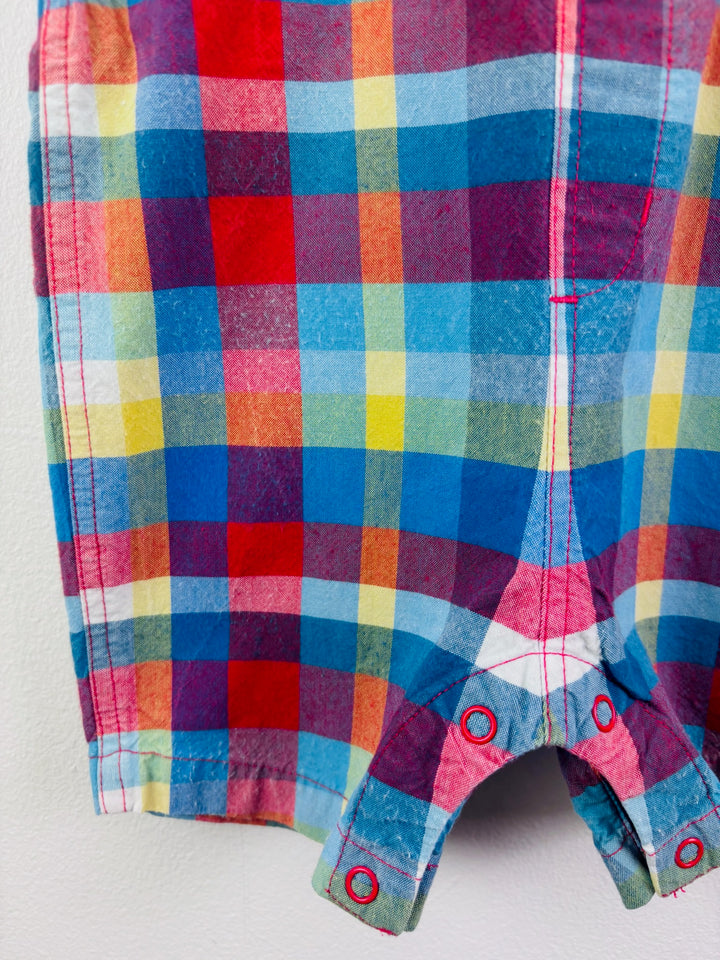 Frugi Multicolour Check Short Dungaree Romper 3-6 Months