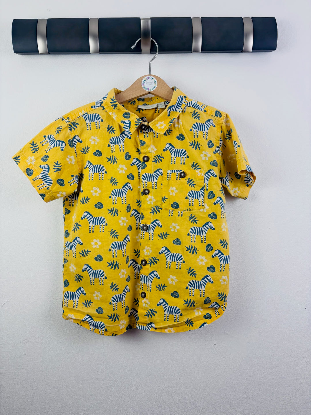 JoJo Maman Bébé Yellow Zebra Print Shirt 5-6 Years