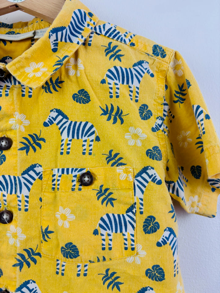 JoJo Maman Bébé Yellow Zebra Print Shirt 5-6 Years