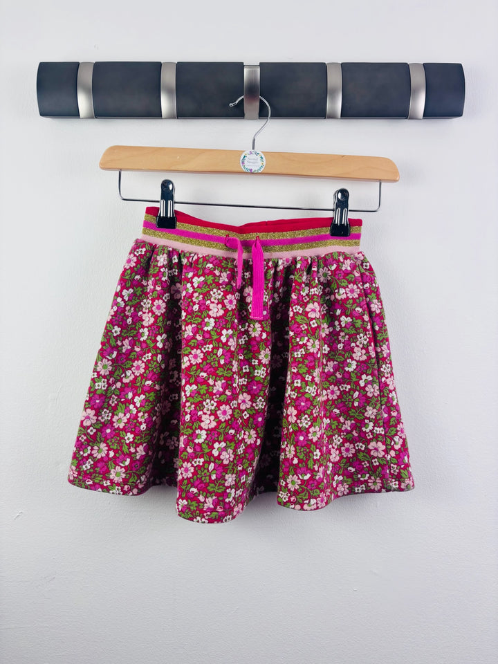 Boden Pink Floral Skirt Sparkle Waist 6-7 Years