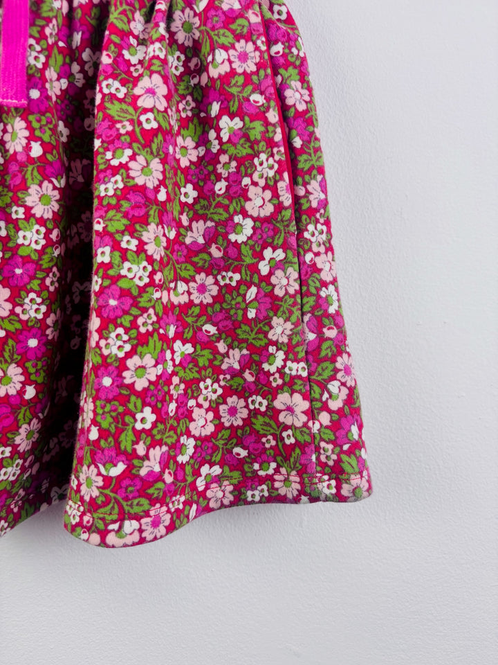 Boden Pink Floral Skirt Sparkle Waist 6-7 Years