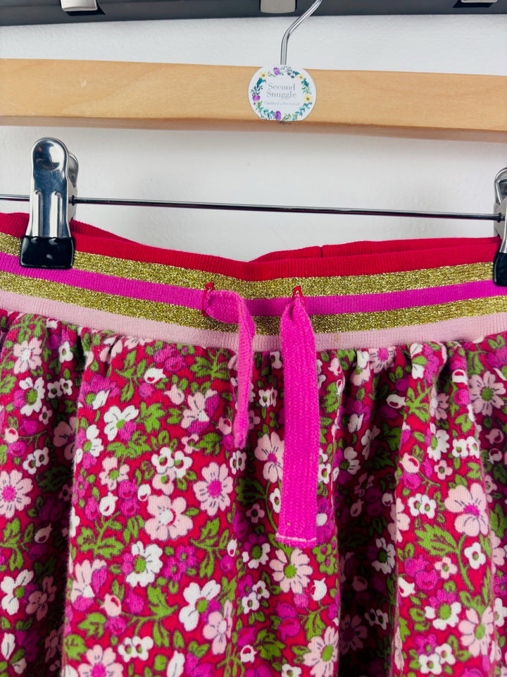 Boden Pink Floral Skirt Sparkle Waist 6-7 Years