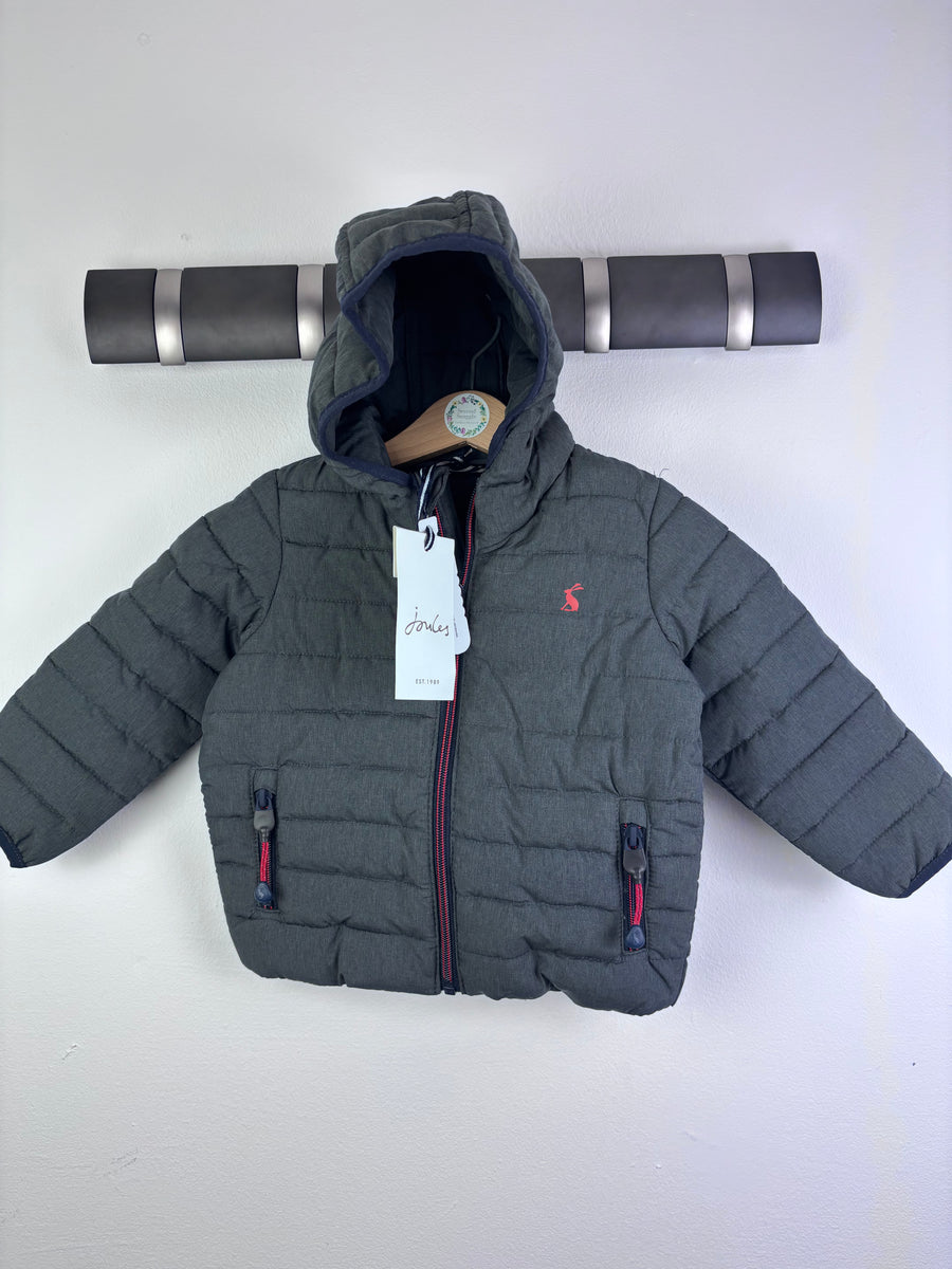 Joules Grey Padded Jacket Hooded Quilted 9-12 Months-Coats-Second Snuggle Preloved