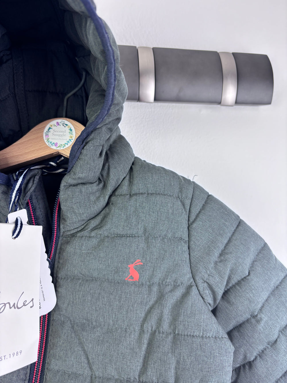 Joules Grey Padded Jacket Hooded Quilted 9-12 Months-Coats-Second Snuggle Preloved