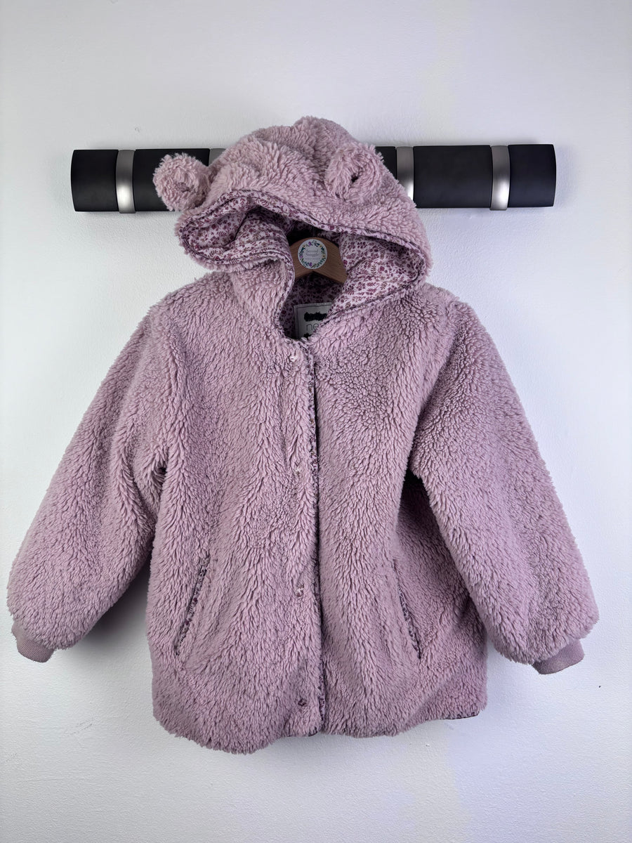 Next Pink Teddy Coat Hooded Bear Ears 4-5 Years-Coats-Second Snuggle Preloved