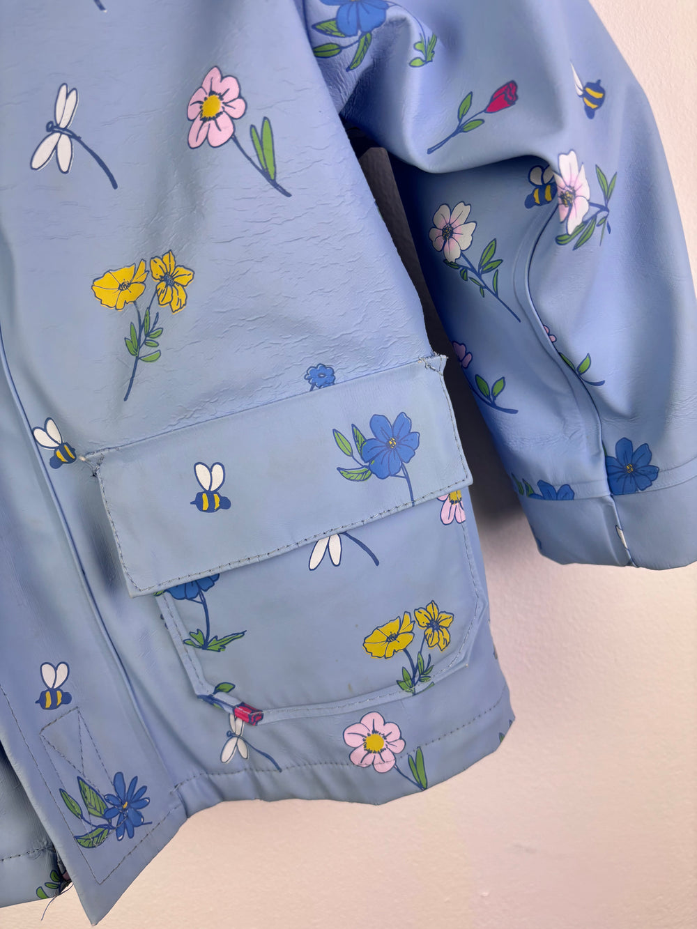 JoJo Maman Bébé Blue Floral Raincoat Hooded 12-18 Months-Coats-Second Snuggle Preloved